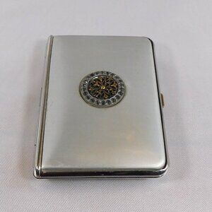 Silver Mondaine Compact with Powder and Rouge # 25602